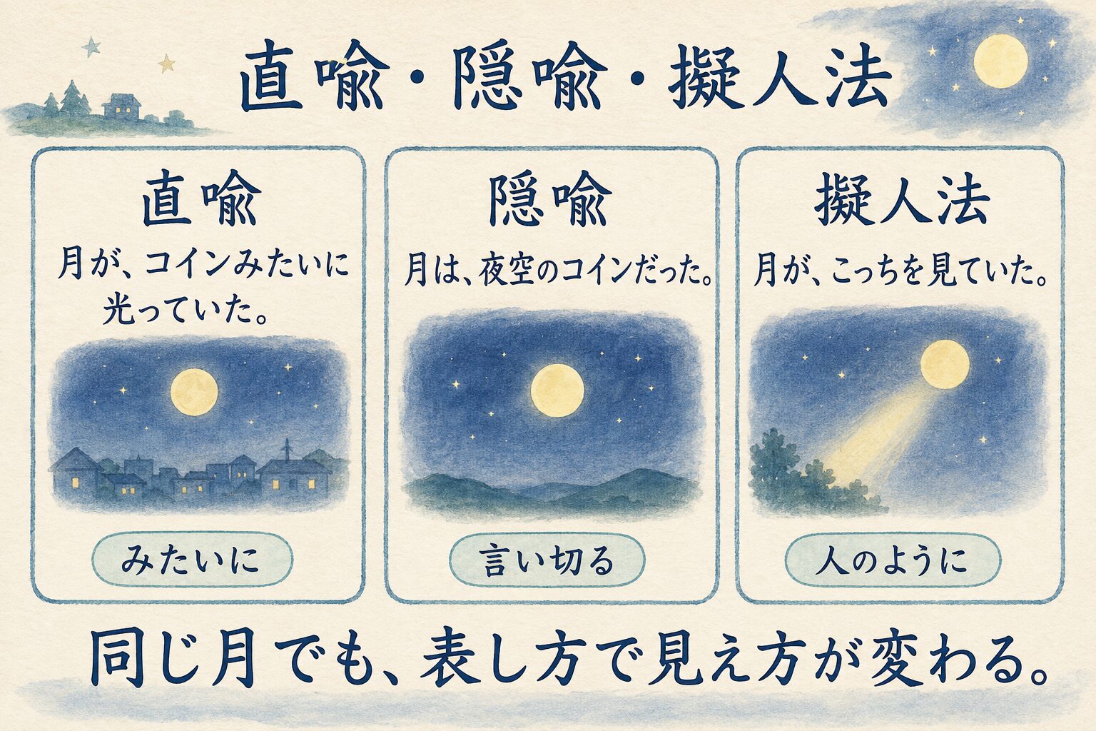 直喩・隠喩・擬人法の図解