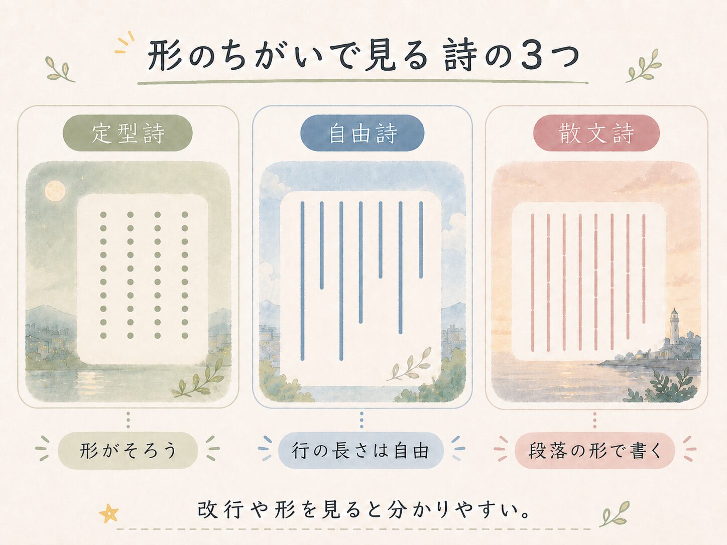 定型詩・自由詩・散文詩の図解