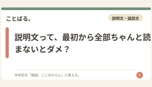 説明文って、最初から全部ちゃんと読まないとダメ？